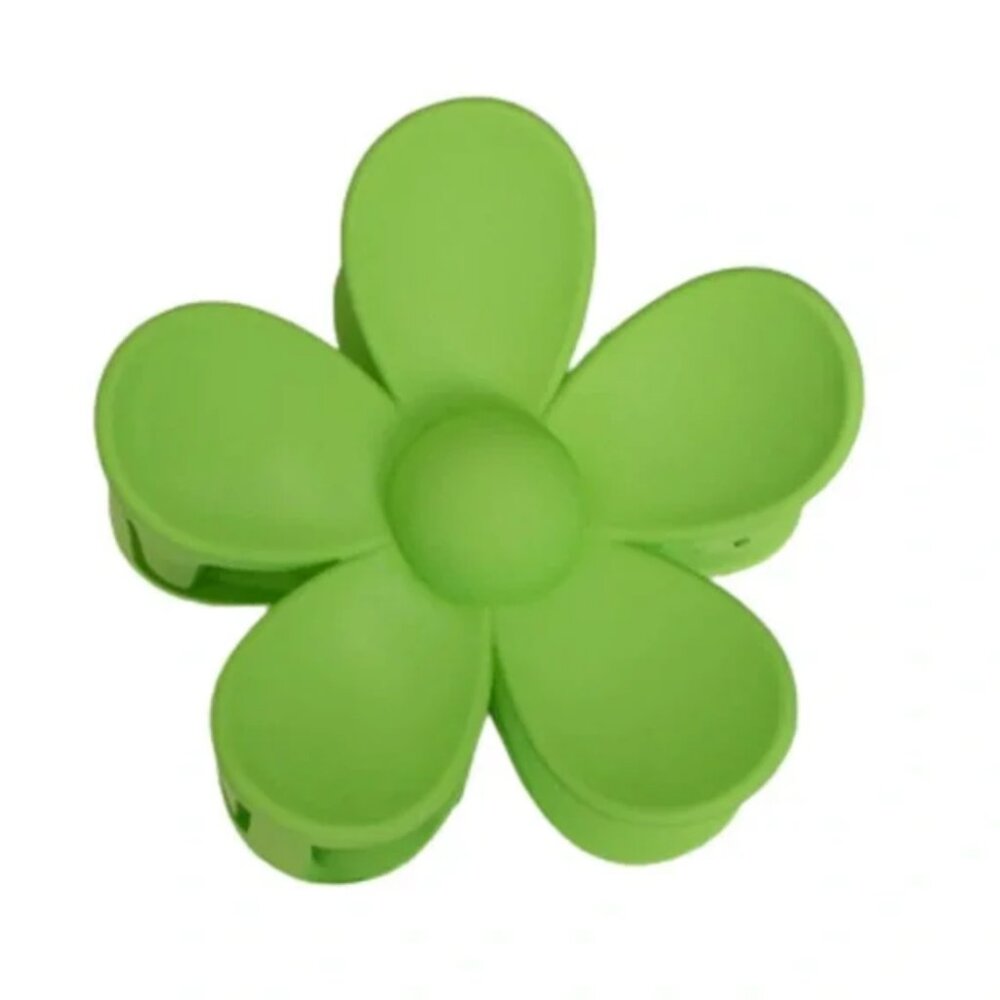 Green Flower Claw Clip